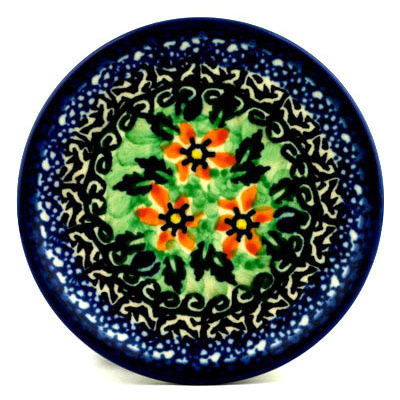 Polish Pottery Mini Plate, Coaster plate Falling Star Flowers UNIKAT
