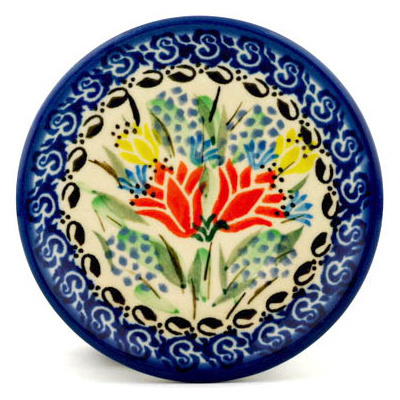 Polish Pottery Mini Plate, Coaster plate Fan Fare Parade UNIKAT