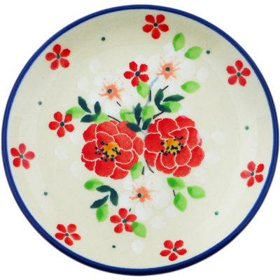 Polish Pottery Mini Plate, Coaster plate Festive Mistletoe UNIKAT