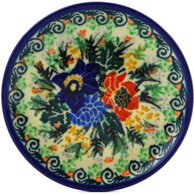 Polish Pottery Mini Plate, Coaster plate Fiddle Meadow UNIKAT