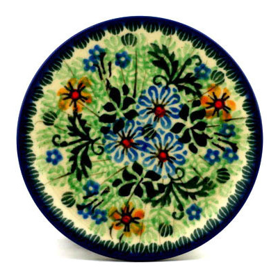 Polish Pottery Mini Plate, Coaster plate Field Of Daisies UNIKAT