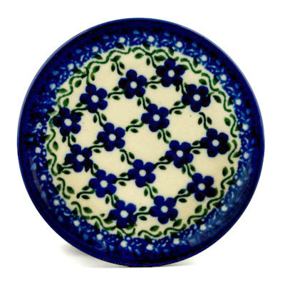 Polish Pottery Mini Plate, Coaster plate Floral Lace UNIKAT