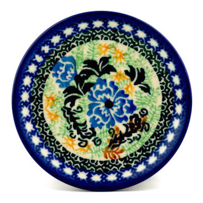Polish Pottery Mini Plate, Coaster plate Floral Whimsy UNIKAT