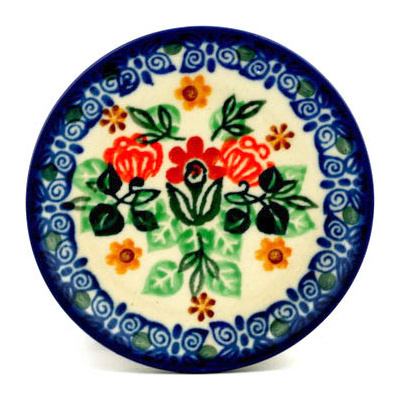 Polish Pottery Mini Plate, Coaster plate Garden Splendor UNIKAT