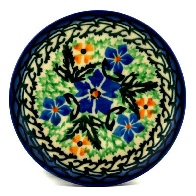 Polish Pottery Mini Plate, Coaster plate Glorious Green UNIKAT