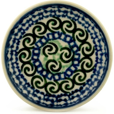Polish Pottery Mini Plate, Coaster plate Green Galaxy