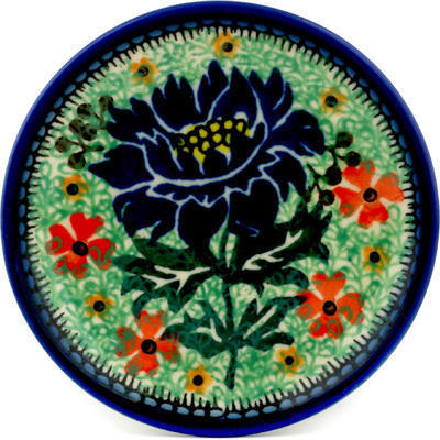 Polish Pottery Mini Plate, Coaster plate Happy Carnations UNIKAT