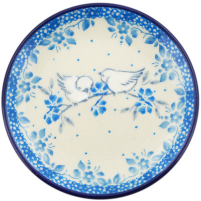 Polish Pottery Mini Plate, Coaster plate Happy Doves