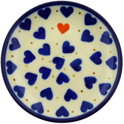 Polish Pottery Mini Plate, Coaster plate Heart Of Hearts