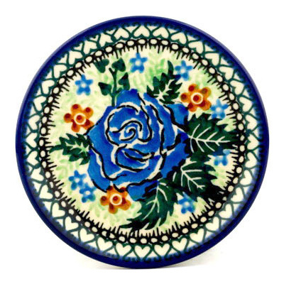 Polish Pottery Mini Plate, Coaster plate Jazzy Blues UNIKAT