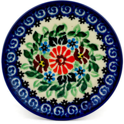 Polish Pottery Mini Plate, Coaster plate June Flowers UNIKAT