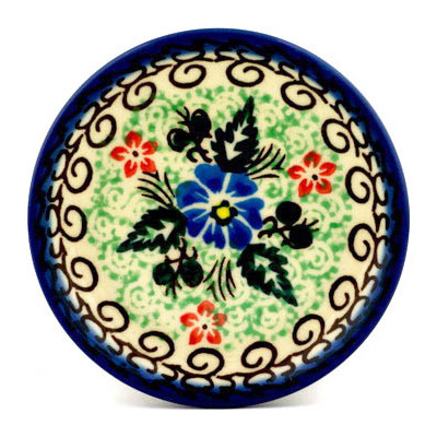 Polish Pottery Mini Plate, Coaster plate Lush Mountainside UNIKAT