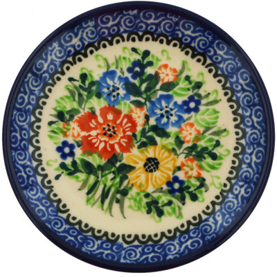 Polish Pottery Mini Plate, Coaster plate Mom&#039;s Bouquet UNIKAT