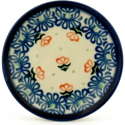 Polish Pottery Mini Plate, Coaster plate Orange Pansies