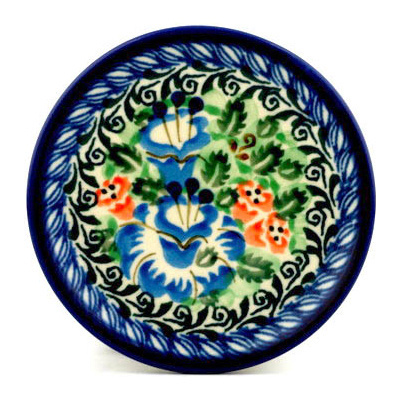 Polish Pottery Mini Plate, Coaster plate Orchid Delight UNIKAT