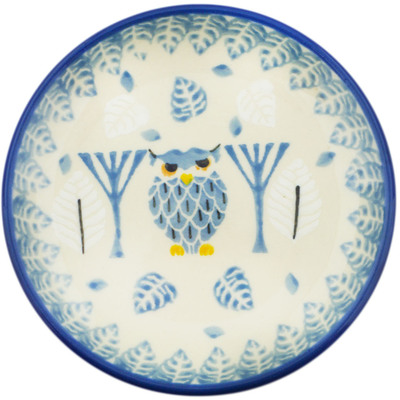 Polish Pottery Mini Plate, Coaster plate Owl Always Love You UNIKAT
