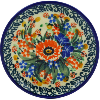 Polish Pottery Mini Plate, Coaster plate Pansy Meadow UNIKAT