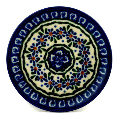 Polish Pottery Mini Plate, Coaster plate Peacock Lattice UNIKAT