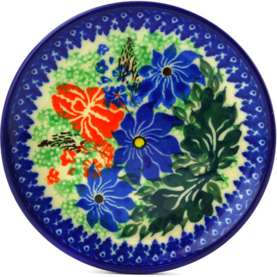 Polish Pottery Mini Plate, Coaster plate Primary Iris UNIKAT