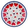 Polish Pottery Mini Plate, Coaster plate Red Hearts Delight