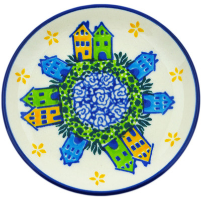 Polish Pottery Mini Plate, Coaster plate Riverside Village UNIKAT