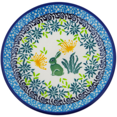 Polish Pottery Mini Plate, Coaster plate Riveting Rabbits UNIKAT