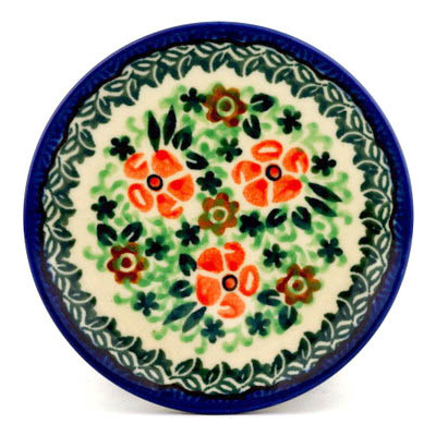Polish Pottery Mini Plate, Coaster plate Scarlet Wreath UNIKAT