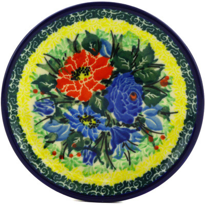 Polish Pottery Mini Plate, Coaster plate Splendid Rose Meadow UNIKAT