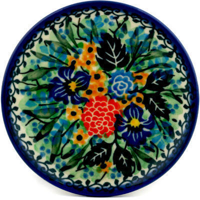 Polish Pottery Mini Plate, Coaster plate Spring Trellis UNIKAT