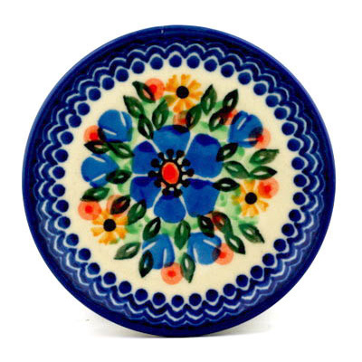 Polish Pottery Mini Plate, Coaster plate Spring Wreath UNIKAT
