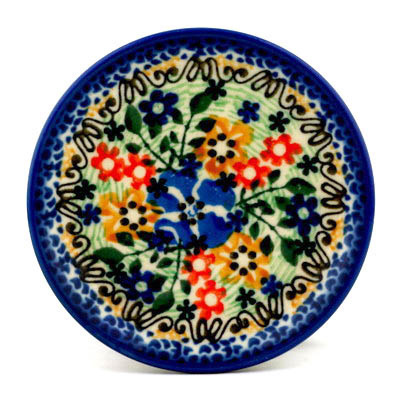 Polish Pottery Mini Plate, Coaster plate Springtime Harvest UNIKAT