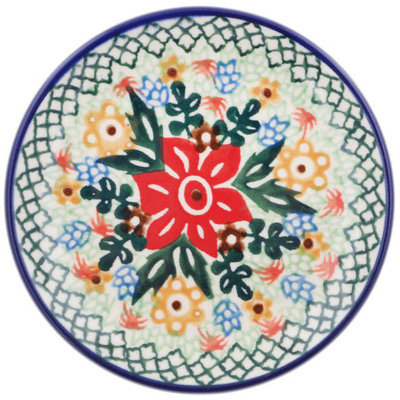 Polish Pottery Mini Plate, Coaster plate Starflower Basket UNIKAT