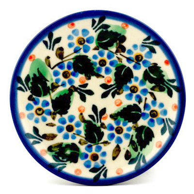 Polish Pottery Mini Plate, Coaster plate Summer Daisy Wreath UNIKAT