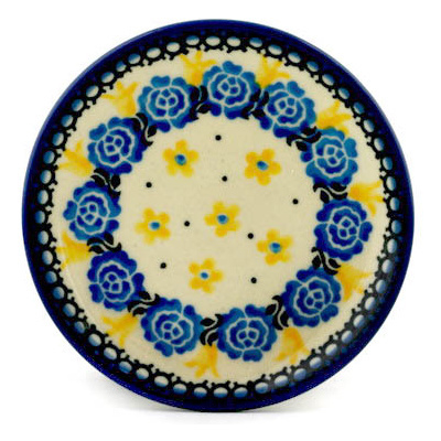 Polish Pottery Mini Plate, Coaster plate Sunshine Rose UNIKAT