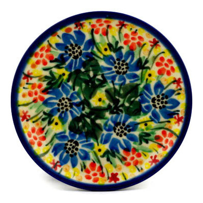 Polish Pottery Mini Plate, Coaster plate Vibrant Daisy UNIKAT