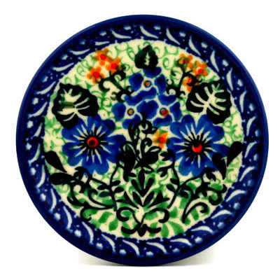 Polish Pottery Mini Plate, Coaster plate Vine Pansy UNIKAT