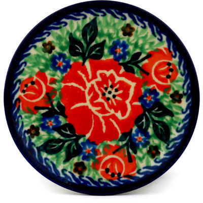 Polish Pottery Mini Plate, Coaster plate Vivid Rose UNIKAT