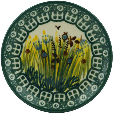 Polish Pottery Mini Plate, Coaster plate Wetland Reeds UNIKAT