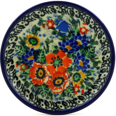 Polish Pottery Mini Plate, Coaster plate Wildflower Wreath UNIKAT