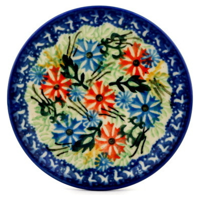 Polish Pottery Mini Plate, Coaster plate Wildflowers In The Wind UNIKAT