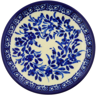 Polish Pottery Mini Plate, Coaster plate Wreath Of Blue UNIKAT