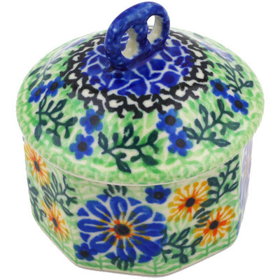 Polish Pottery Mini Pretzel Jar 3&quot; Wildflower Walk UNIKAT