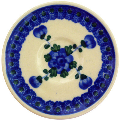 Polish Pottery Mini Saucer 3&quot; Blue Poppies