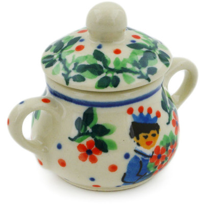 Polish Pottery Mini Sugar Bowl 2&quot; Charming Prince UNIKAT