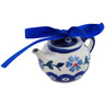 Polish Pottery Mini Tea Pot 4&quot; Peacock Forget-me-not