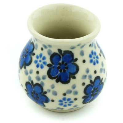 Polish Pottery Mini Vase 2&quot; Flowing Blues