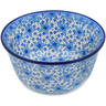 Polish Pottery Mixing Bowl 12-inch (8 quarts) Blue Poinsettia UNIKAT