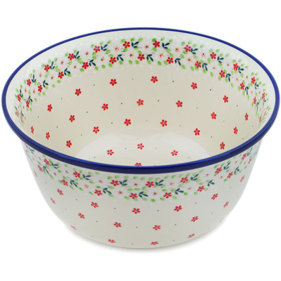 Polish Pottery Mixing Bowl 12-inch (8 quarts) Festive Mistletoe UNIKAT
