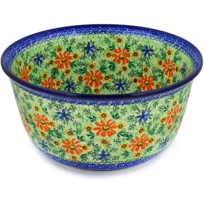 Polish Pottery Mixing Bowl 12-inch (8 quarts) Sunflower Festival UNIKAT