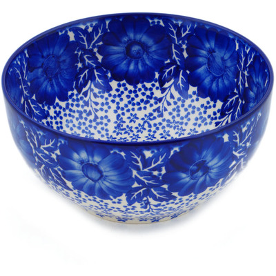 Polish Pottery Mixing bowl, serving bowl Cobalt Fantasy